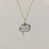 Necklace Natural Baroque Pearl Moon Star Pendant Copper Electroplating