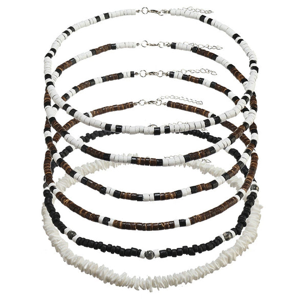 Necklace Natural Coconut Shell Frosted Resin U Shape Geometric Style Purely Handmade Unisex Jewelry