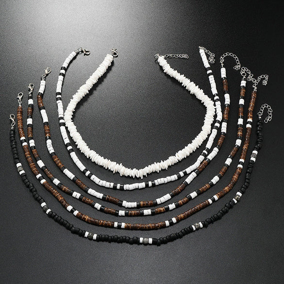 Necklace Natural Coconut Shell Frosted Resin U Shape Geometric Style Purely Handmade Unisex Jewelry