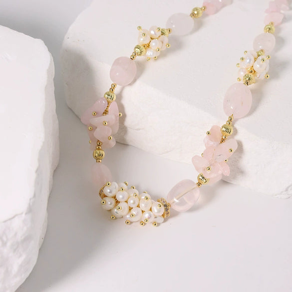 Necklace Natural Freshwater Pearl Geometric Handmade Women's