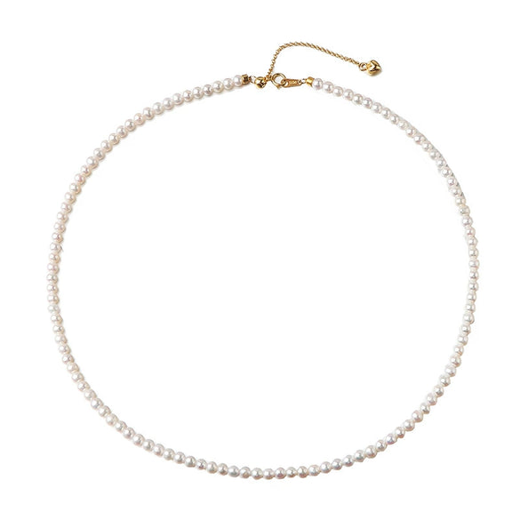 Necklace Natural Freshwater Pearl Round 925 Silver Buckle Classic Versatile