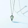 Necklace Natural Geometric Green Moss Stone S925 Silver Inlaid With Water Grass Agate Retro Style