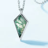 Necklace Natural Geometric Green Moss Stone S925 Silver Inlaid With Water Grass Agate Retro Style
