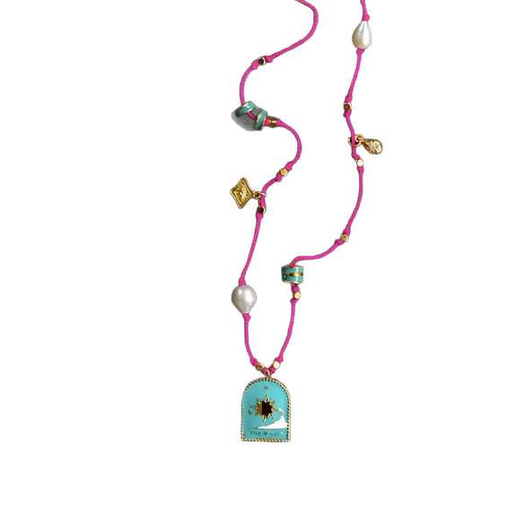 Necklace Natural Pearl Geometric Copper Electroplating Flower Moon Heart Evil Eye Pendant Colorpreserving