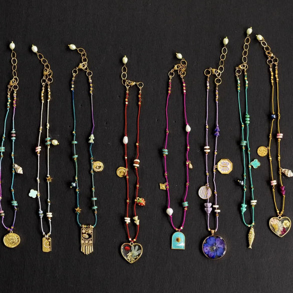 Necklace Natural Pearl Geometric Copper Electroplating Flower Moon Heart Evil Eye Pendant Colorpreserving