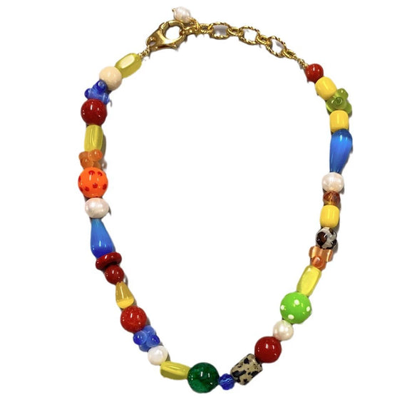 Necklace Natural Pearl Mixed Gemstone Setting Geometric Metal Electroplating Women's