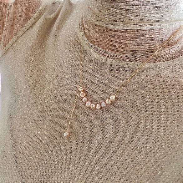 Necklace Natural Pearl 925 Silver Geometric Alien Shape For Women