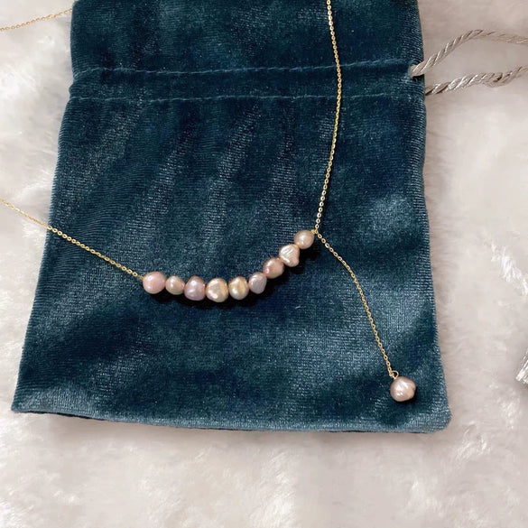 Necklace Natural Pearl 925 Silver Geometric Alien Shape For Women
