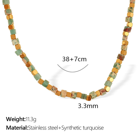 Necklace Natural Stone Beaded 316L Stainless Steel Electroplated Fashion Regular Chain