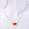 Necklace Natural Stone Crystal Pendant Copper Geometric Punk Style Electroplating Light Luxury Real Gold Color Preservation