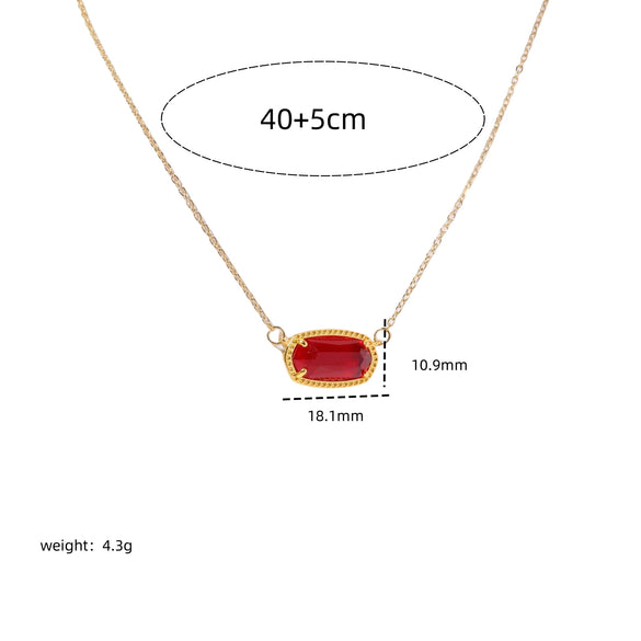 Necklace Natural Stone Crystal Pendant Copper Geometric Punk Style Electroplating Light Luxury Real Gold Color Preservation