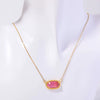 Necklace Natural Stone Crystal Pendant Copper Geometric Punk Style Electroplating Light Luxury Real Gold Color Preservation