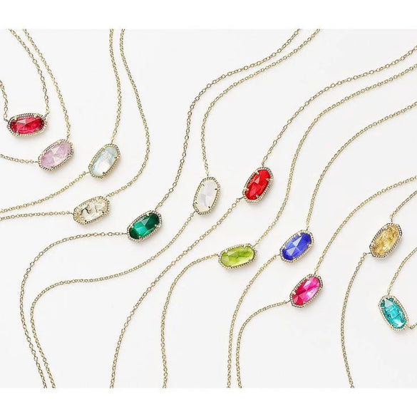 Necklace Natural Stone Crystal Pendant Copper Geometric Punk Style Electroplating Light Luxury Real Gold Color Preservation