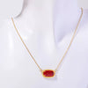 Necklace Natural Stone Crystal Pendant Copper Geometric Punk Style Electroplating Light Luxury Real Gold Color Preservation