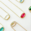 Necklace Natural Stone Crystal Pendant Copper Geometric Punk Style Electroplating Light Luxury Real Gold Color Preservation