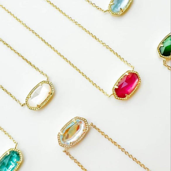Necklace Natural Stone Crystal Pendant Copper Geometric Punk Style Electroplating Light Luxury Real Gold Color Preservation