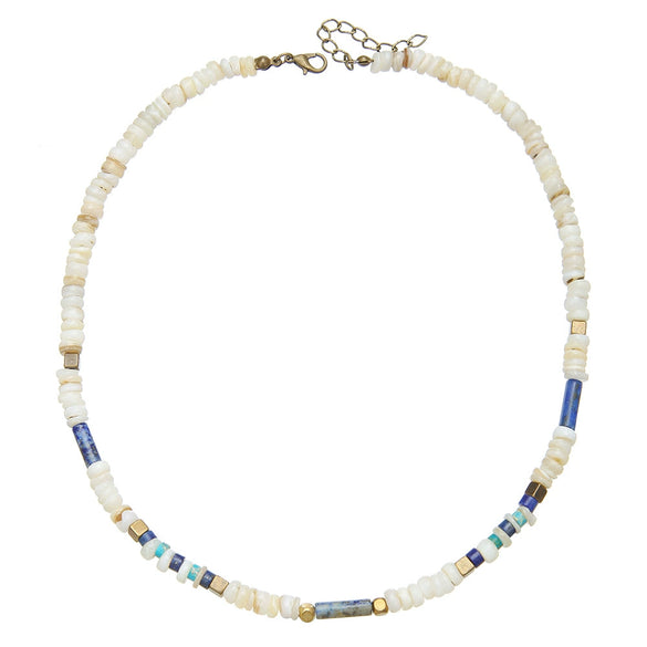 Necklace Natural Stone Freshwater Shell Beaded Maillard Style Stainless Steel Geometric Oshaped Chain Handmade