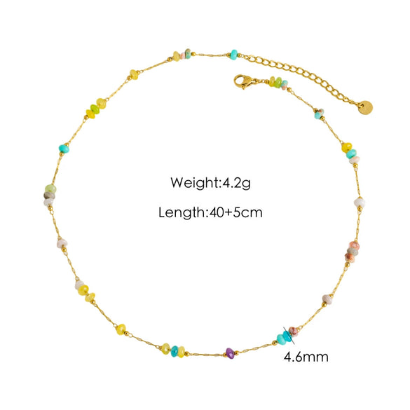 Necklace Natural Stone Shell Beaded Geometric Handmade