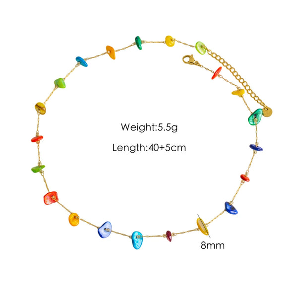 Necklace Natural Stone Shell Beaded Geometric Handmade