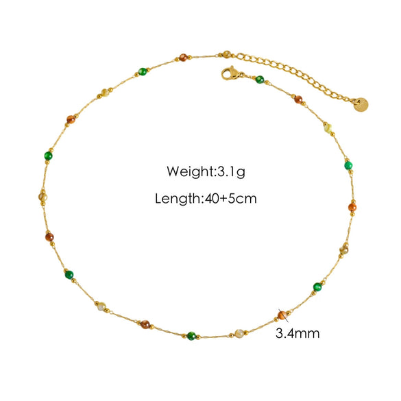 Necklace Natural Stone Shell Beaded Geometric Handmade