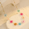 Necklace Natural Stone Titanium Steel 18K Goldplated Stainless Steel Geometric Flower Women