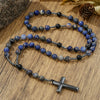 Necklace Natural Stone Yellow Tiger Eye Iron Stone Cross Geometric Handmade Men's Hip Hop Style Alloy Pendant Cotton Thread Chain