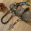 Necklace Natural Stone Yellow Tiger Eye Iron Stone Cross Geometric Handmade Men's Hip Hop Style Alloy Pendant Cotton Thread Chain
