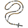 Necklace Natural Stone Yellow Tiger Eye Iron Stone Cross Geometric Handmade Men's Hip Hop Style Alloy Pendant Cotton Thread Chain