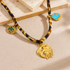 Necklace Nylon Stainless Steel Leopard Print Geometric Oil Dripping Marine Life Moon Pendant Electroplating For Women