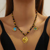 Necklace Nylon Stainless Steel Leopard Print Geometric Oil Dripping Marine Life Moon Pendant Electroplating For Women