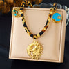 Necklace Nylon Stainless Steel Leopard Print Geometric Oil Dripping Marine Life Moon Pendant Electroplating For Women