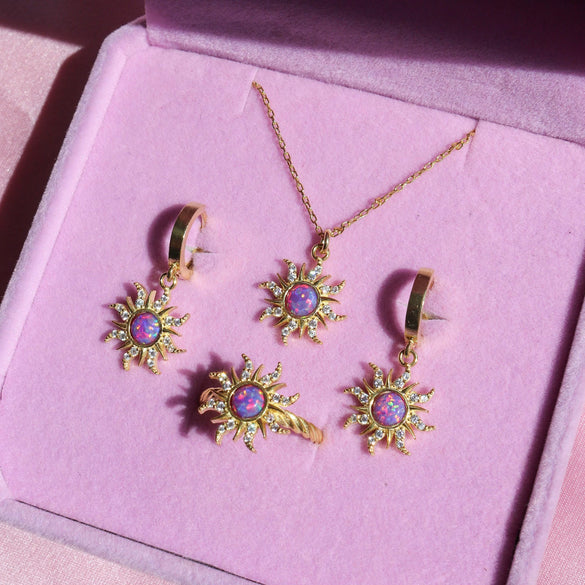 Necklace Opal Zircon Copper Geometric Style Micropaved Star Pendant