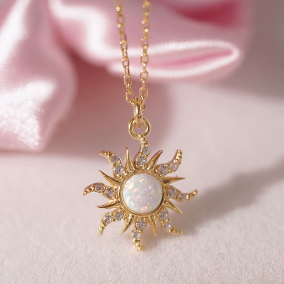 Necklace Opal Zircon Copper Geometric Style Micropaved Star Pendant