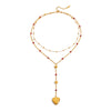Necklace Openable Heart Photo Box Pendant Red Agate Doublelayer Bead Chain Alloy Stainless Steel Geometric Electroplating Unisex