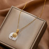Necklace Organic Glass Imitation Jade Elephant Animals Zodiac Electroplating Jewelry For Women