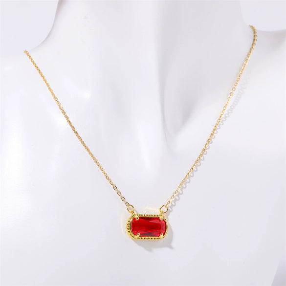 Necklace Oval Eggshaped Geometric Emerald Pendant Copper Electroplated Natural Stone Real Gold Color Retention