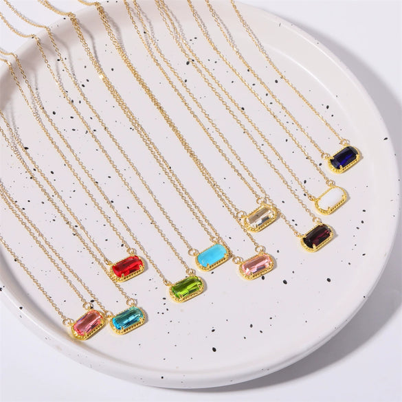 Necklace Oval Eggshaped Geometric Emerald Pendant Copper Electroplated Natural Stone Real Gold Color Retention