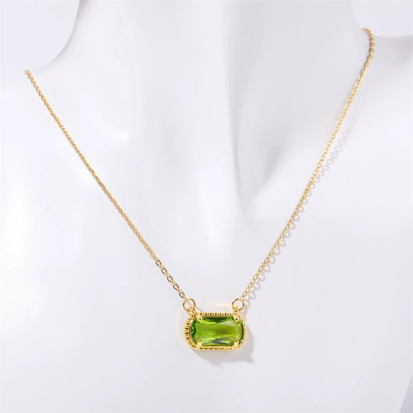 Necklace Oval Eggshaped Geometric Emerald Pendant Copper Electroplated Natural Stone Real Gold Color Retention
