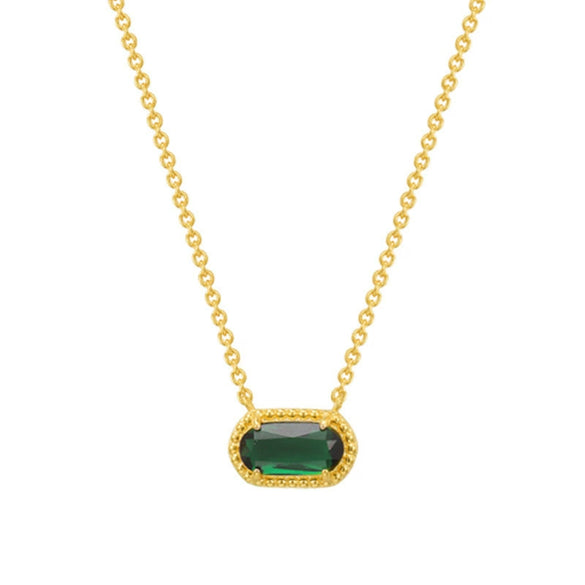 Necklace Oval Eggshaped Geometric Emerald Pendant Copper Electroplated Natural Stone Real Gold Color Retention