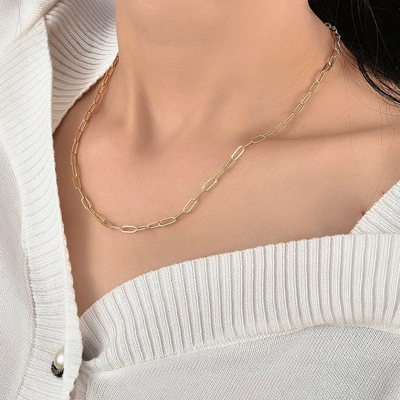 Necklace Paper Clip Chain Cold Style Electroplating
