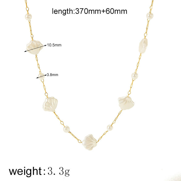 Necklace Pearl Baroque Style Geometric Stainless Steel 18K Goldplated Electroplated Women's