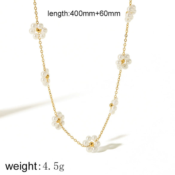 Necklace Pearl Baroque Style Geometric Stainless Steel 18K Goldplated Electroplated Women's
