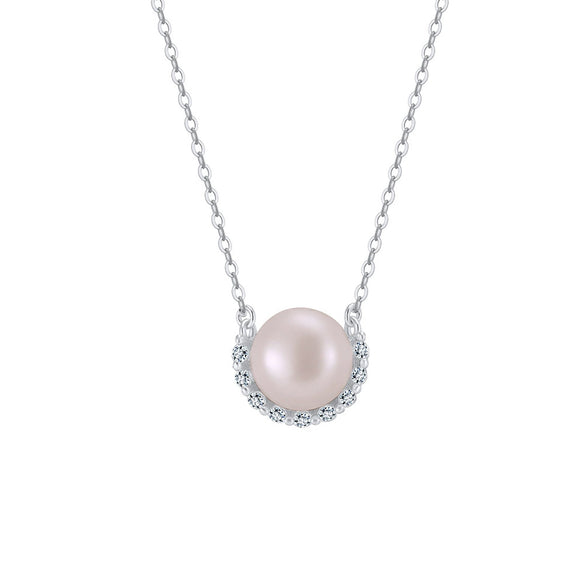 Necklace Pearl Bread Beads 925 Silver Electroplating O Word Chain Women's Internet Celebrity Minimalist Style