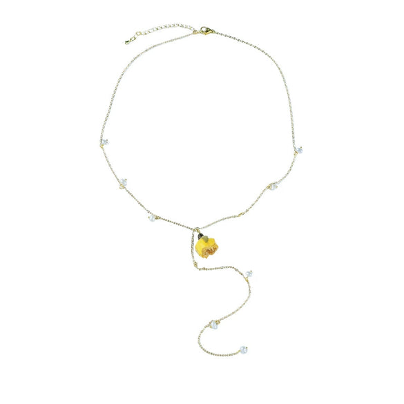 Necklace Pearl Copper Retro Flower Electroplating For Women