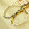 Necklace Pearl Splicing Titanium Steel Plated 18K Gold Fashion Style