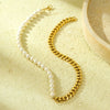 Necklace Pearl Splicing Titanium Steel Plated 18K Gold Fashion Style