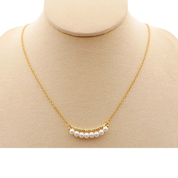 Necklace Pearl Titanium Steel Cross Chain Geometric Handmade Fashion For Women