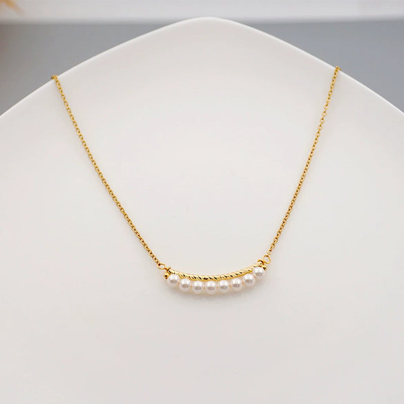Necklace Pearl Titanium Steel Cross Chain Geometric Handmade Fashion For Women
