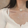 Necklace Pearl Titanium Steel Drop Shape Flower Design For Women
