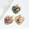 Necklace Pendant Accessories Copper Imitation Pearl Oil Drop Plants Flowers Retro Art Dripping Oil Style